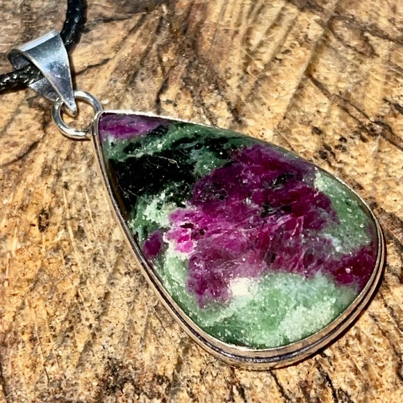 Anyolite Ruby Red Zoisite Pendant 2” - Picture 13 of 15